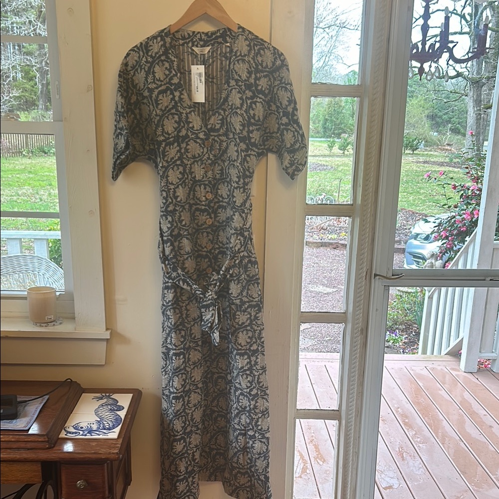 Faherty Blue and Cream Floral Maxi Dress